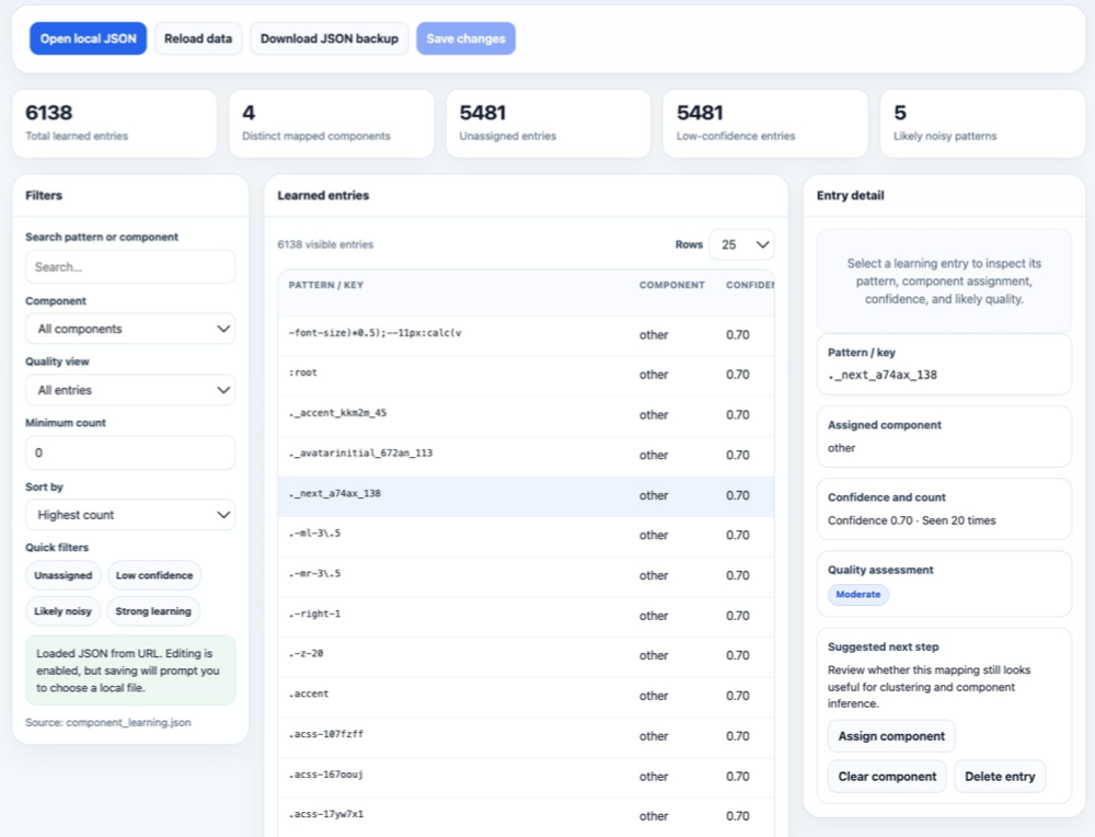 Component Learning Inspector